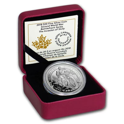 Fine Silver Coin - Second World War Battlefront Series: The Invasion of Sicily Packaging