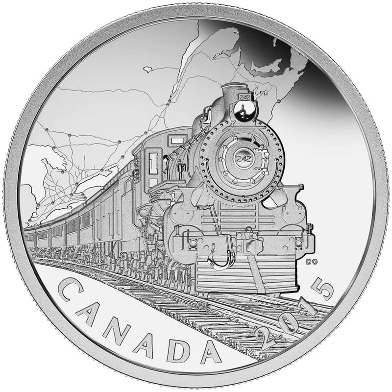 Fine Silver Coin - The Canadian Home Front: Transcontinental Railroad Reverse