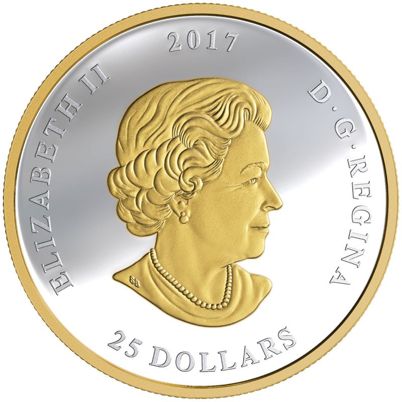 Fine Silver Ultra High Relief Coin with Gold Plating - The Great Seal of Canada Obverse