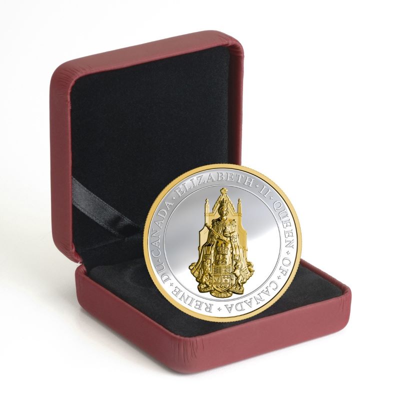 Fine Silver Ultra High Relief Coin with Gold Plating - The Great Seal of Canada Packaging