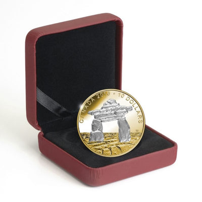 Fine Silver Coin with Gold Plating - Iconic Canada: Inukshuk Packaging
