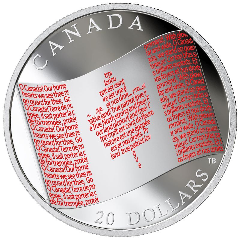 Fine Silver Coin with Colour - Canadian Flag Reverse