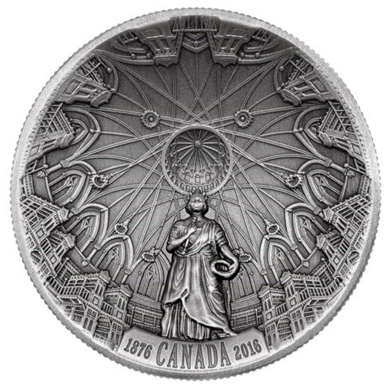 2016 $25 Fine Silver Ultra High Relief Concave Coin with Colour - 140th Anniversary of the Library of Parliament