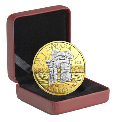 Fine Silver Coin with Gold Plating - Canada's Iconic Inukshuk: Guiding the Way Packaging