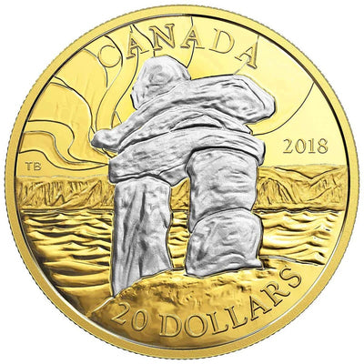 Fine Silver Coin with Gold Plating - Canada's Iconic Inukshuk: Guiding the Way Reverse