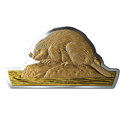 Fine Silver 6 Coin Set with Gold Plating - Real Shapes Series: Beaver Reverse