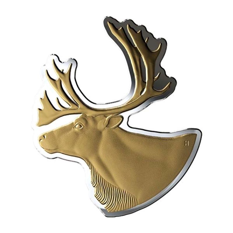 Fine Silver 6 Coin Set with Gold Plating - Real Shapes Series: Caribou Reverse
