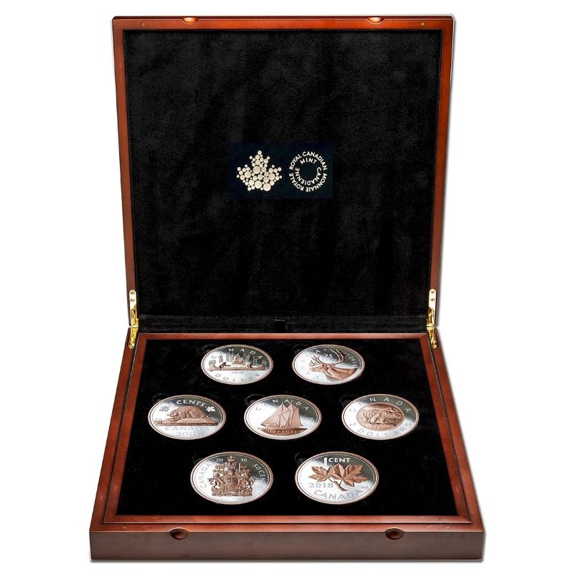 Fine Silver 7 Coin Set with Gold Plating - Big Coin Series Packaging
