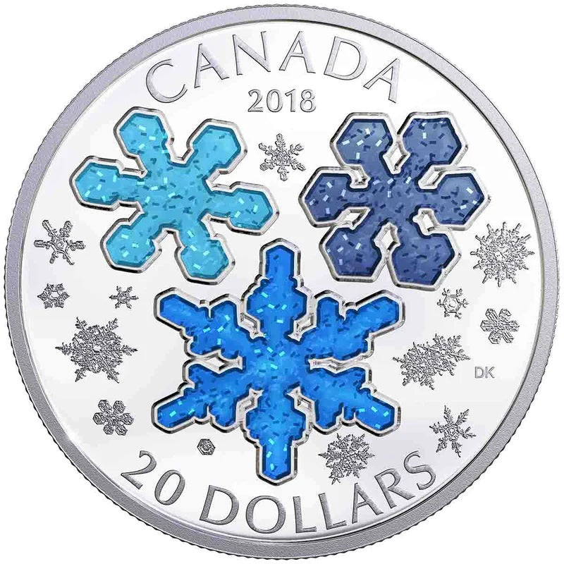 Fine Silver Coin with Colour - Ice Crystals Reverse