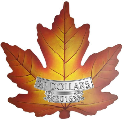 Fine Silver Maple Leaf Shaped Coin with Colour - Canada's Colourful Maple Leaf Reverse