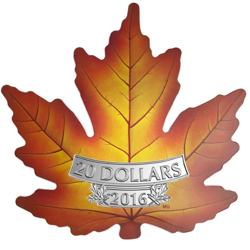 Fine Silver Maple Leaf Shaped Coin with Colour - Canada&