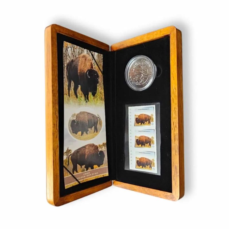 Fine Silver Coin and Stamp Set - Wood Bison 