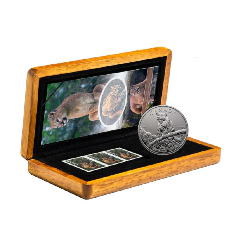 Fine Silver Coin and Stamp Set - Cougar