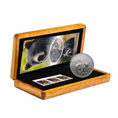 Fine Silver Coin and Stamp Set - Grizzly Bear