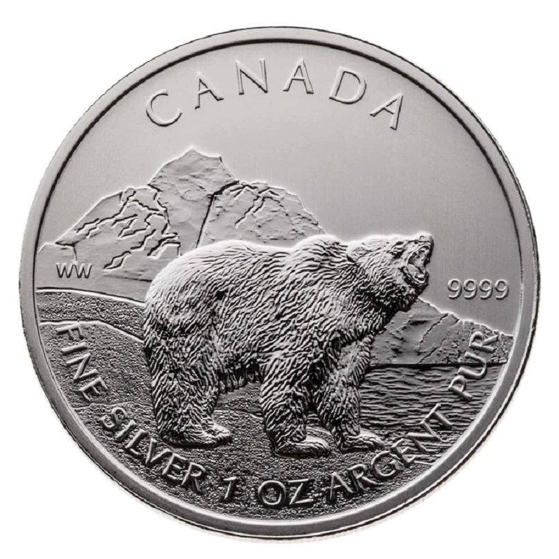 Fine Silver Coin and Stamp Set - Grizzly Bear Reverse