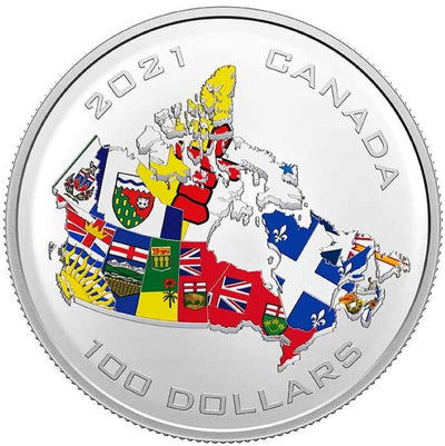 Fine Silver Coin with Colour - Canada's Provincial and Territorial Flags Reverse