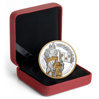 Fine Silver Ultra High Relief Coin with Gold Plating - Keepers of Parliament: The Unicorn Packaging