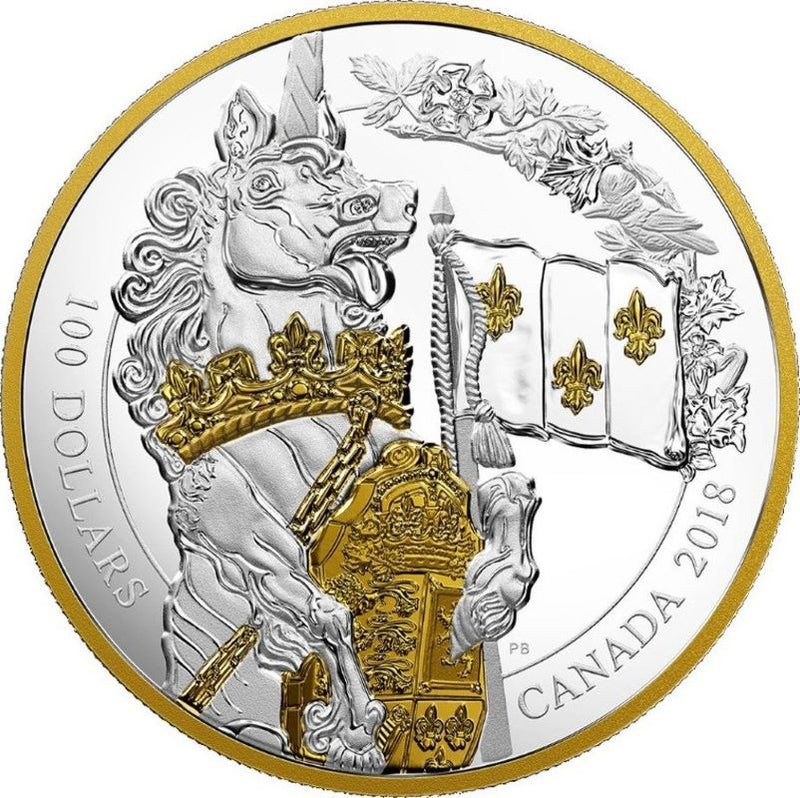 Fine Silver Ultra High Relief Coin with Gold Plating - Keepers of Parliament: The Unicorn Reverse