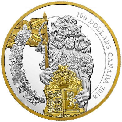 Fine Silver Ultra High Relief Coin with Gold Plating - Keepers of Parliament: The Lion Reverse