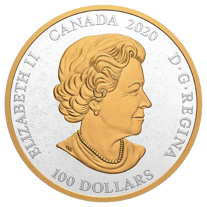 Fine Silver Coin with Gold plating - Archival Treasures: The Armorial Bearings of the Dominion of Canada Obverse