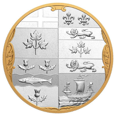Fine Silver Coin with Gold plating - Archival Treasures: The Armorial Bearings of the Dominion of Canada Reverse