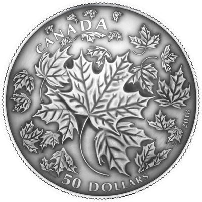Fine Silver Convex Coin with Colour - Maple Leaves In Motion Reverse