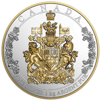 Fine Silver Coin with Gold Plating - The Arms of Canada Reverse