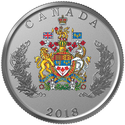 Fine Silver 14 Coin Set with Colour - Heraldic Emblems of Canada: Coat of Arms Reverse