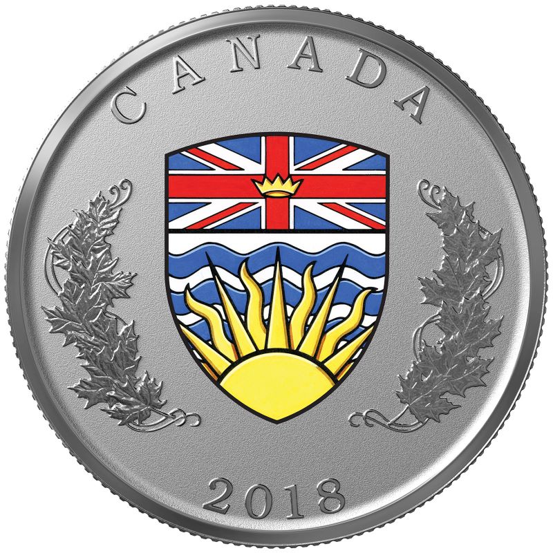 Fine Silver 14 Coin Set with Colour - Heraldic Emblems of Canada: British Columbia Reverse