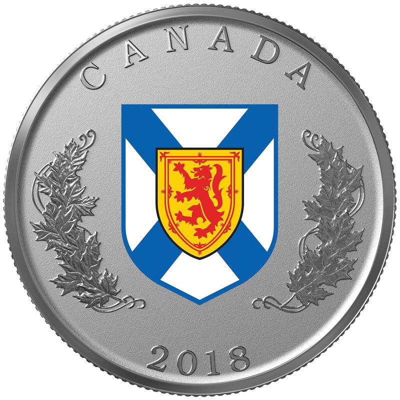 Fine Silver 14 Coin Set with Colour - Heraldic Emblems of Canada: Nova Scotia Reverse