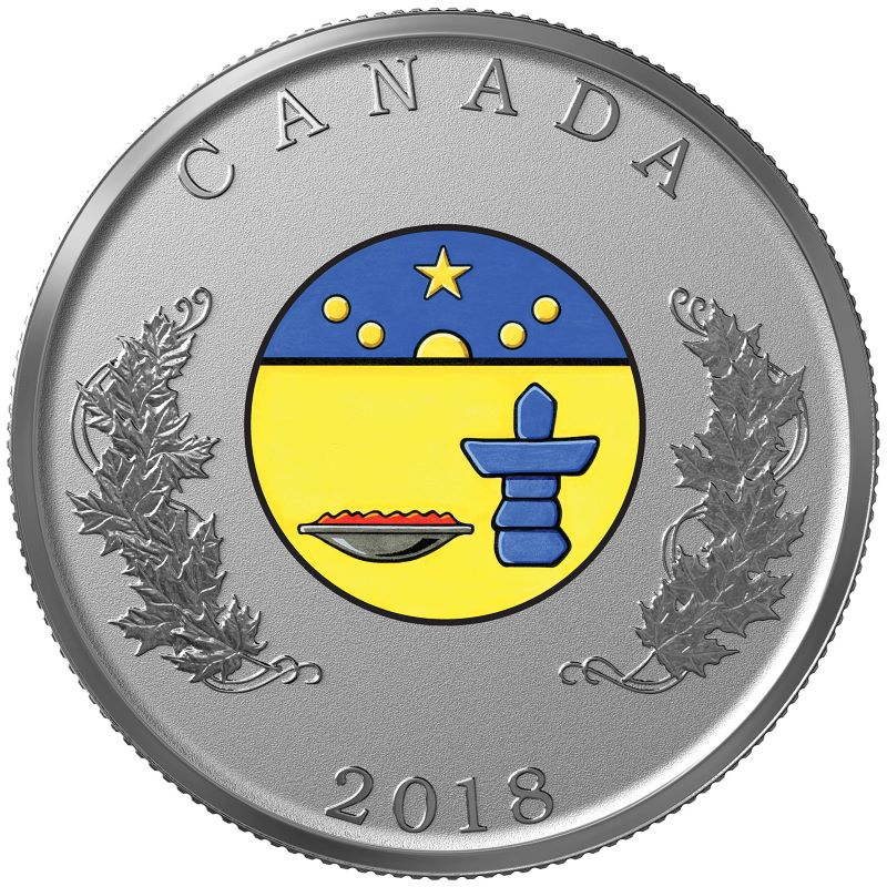 Fine Silver 14 Coin Set with Colour - Heraldic Emblems of Canada: Nunavut Reverse