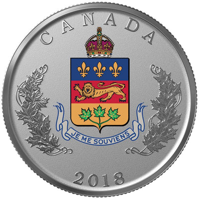 Fine Silver 14 Coin Set with Colour - Heraldic Emblems of Canada: Quebec Reverse