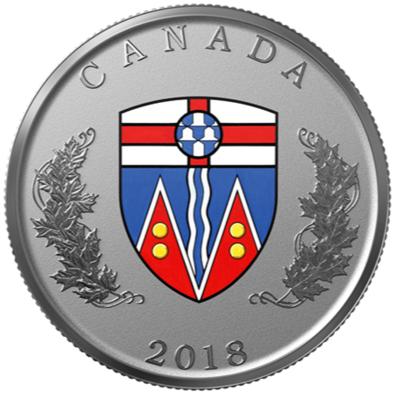 Fine Silver 14 Coin Set with Colour - Heraldic Emblems of Canada: Yukon Reverse