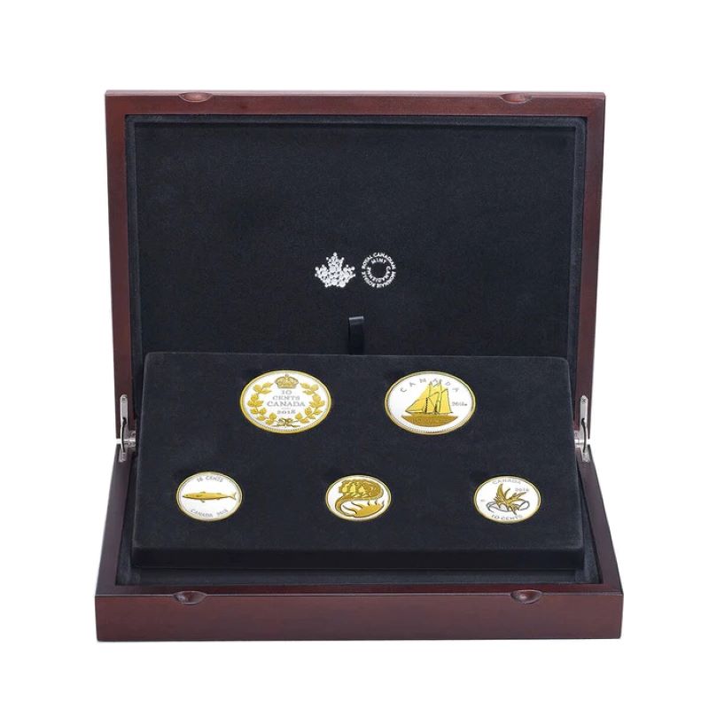 Fine Silver 5 Coin Set with Gold Plating - Legacy of the Dime Packaging