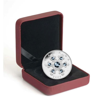 Fine Silver Coin with Swarovski Crystal - Blue Crystal Snowflake Packaging