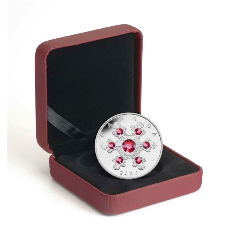 Fine Silver Coin with Swarovski Crystal - Pink Crystal Snowflake Packaging