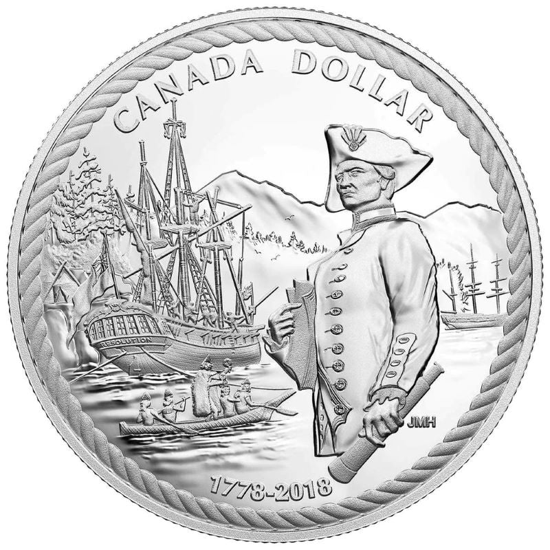 Fine Silver Coin - 240th Anniversary of Captain Cook at Nootka Sound Reverse