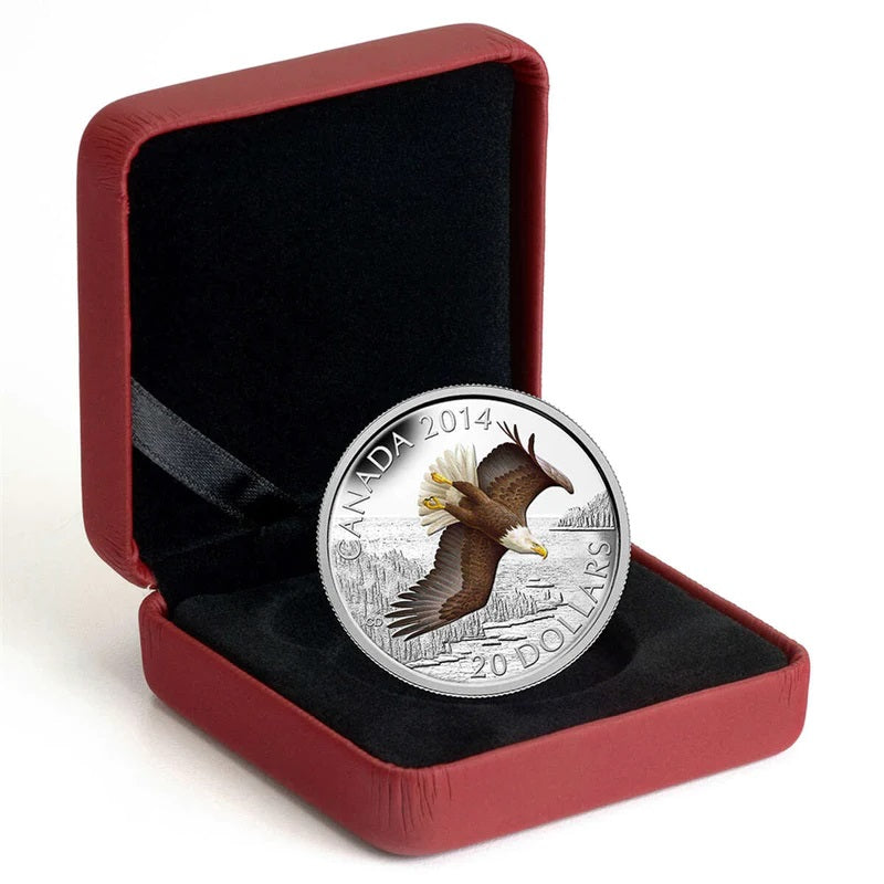 Fine Silver Coin with Colour - Soaring Bald Eagle Packaging