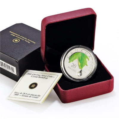 Fine Silver Coin with Colour and Swarovski Crystal - Crystal Raindrop Packaging