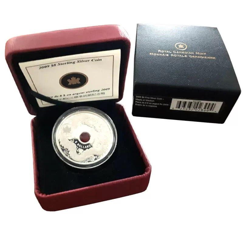 Sterling Silver Hologram Coin with Swarovski Crystal - Maple of Wisdom Packaging