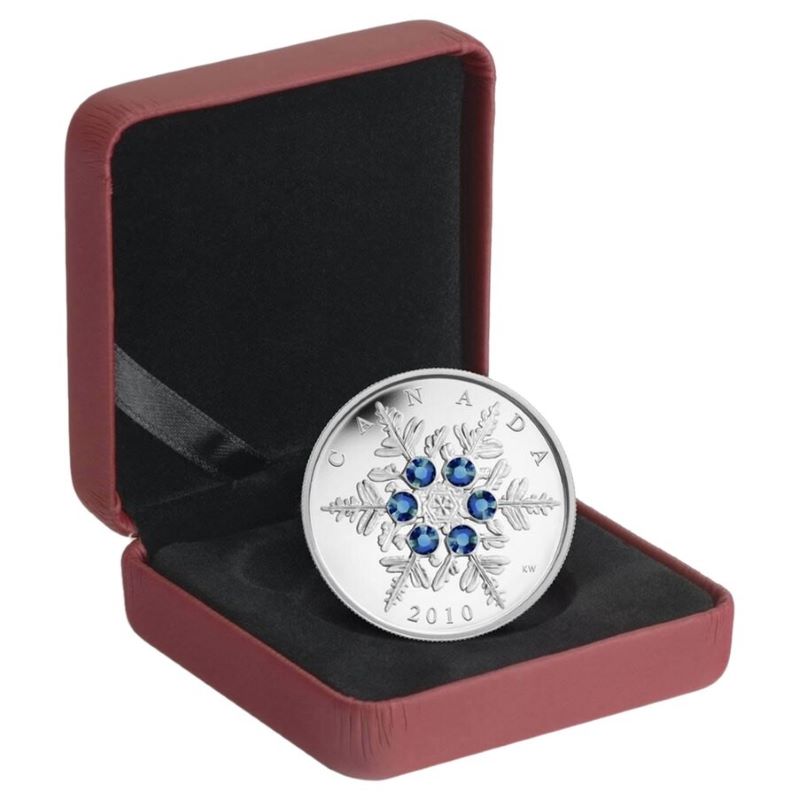 Fine Silver Coin with Swarovski Crystal - Crystal Snowflake: Blue Packaging