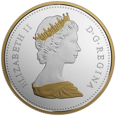 Fine Silver Coin with Gold Plating - Renewed Silver Dollar: Library of Parliament Obverse