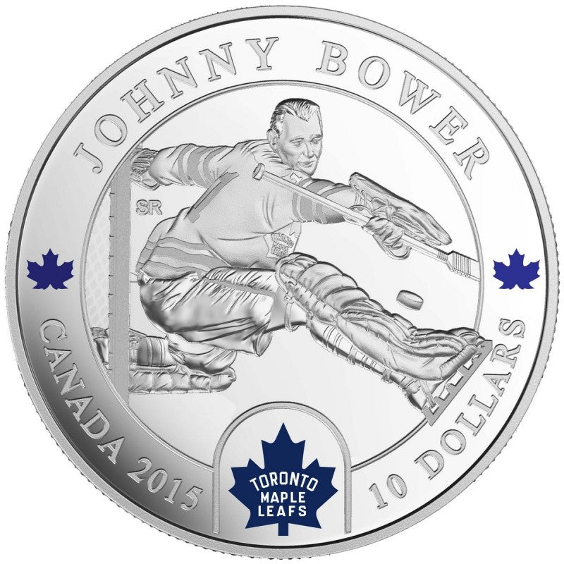 Fine Silver 6 Coin Set with Colour - Goalies: Johnny Bower Reverse
