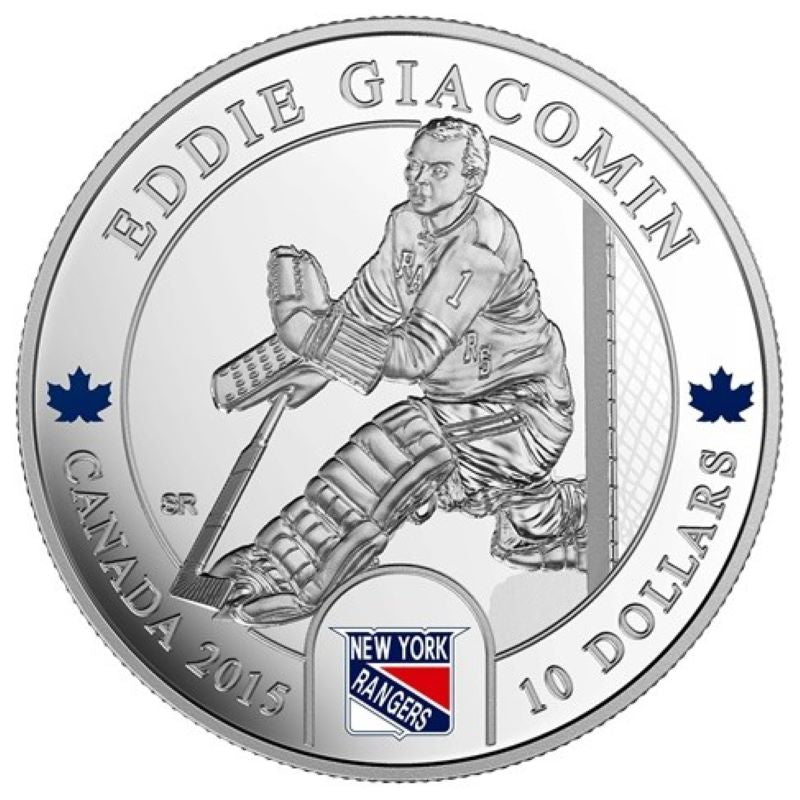 Fine Silver 6 Coin Set with Colour - Goalies: Eddie Giacomin Reverse