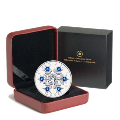 Fine Silver Coin with Swarovski Crystal - Crystal Snowflake: Sapphire Packaging