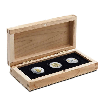 2008-2010 $5 Fine Silver 3 Coin Set with Gold Plating - Special Edition Olympic Coin Set