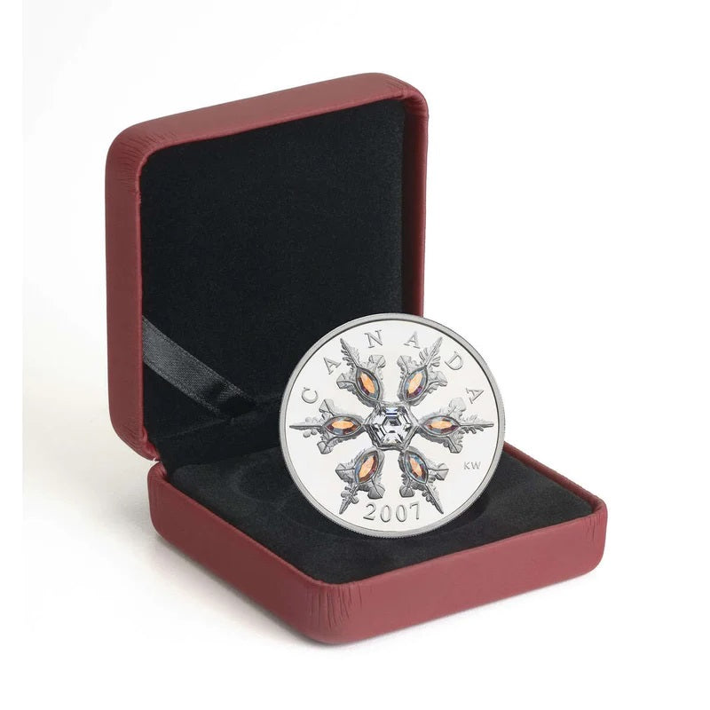 Sterling Silver Coin with Swarovski Crystal - Crystal Snowflake: Iridescent Packaging