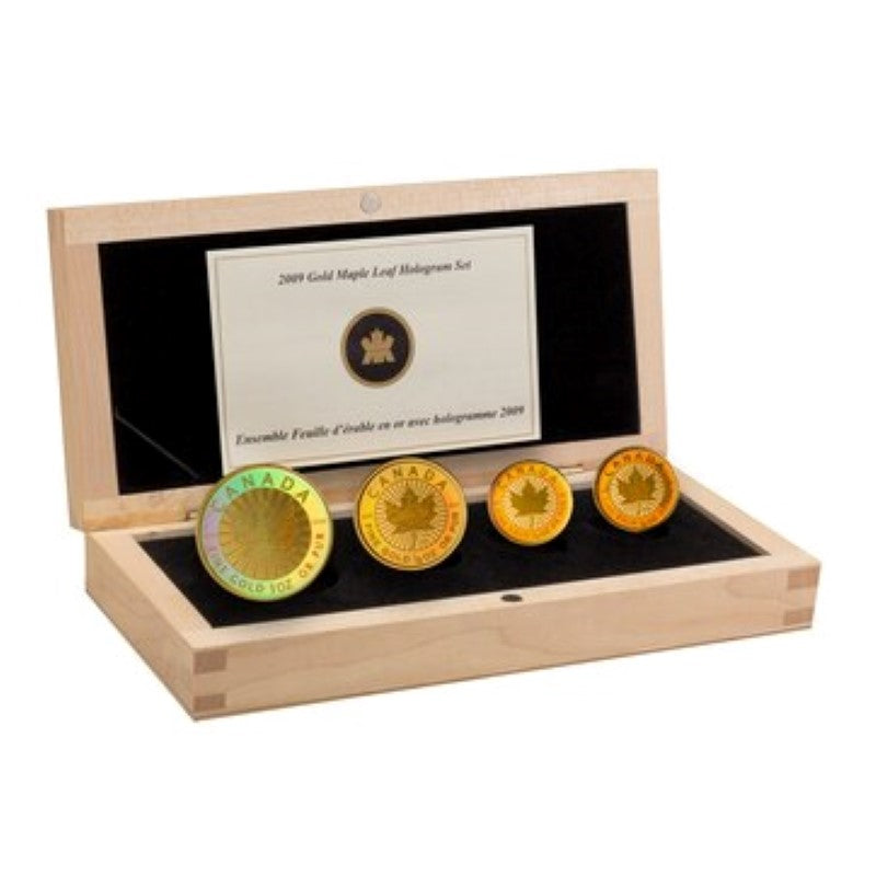Pure Gold Hologram 4 Coin Set: Gold Maple Leaf 30th Anniversary