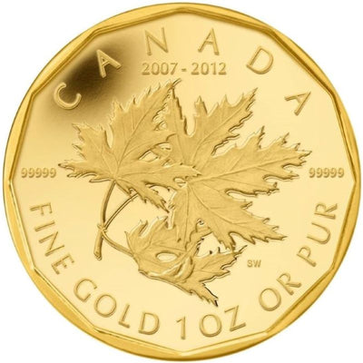 Pure Gold 5 Coin Set - Gold Maple Leaf Set Reverse