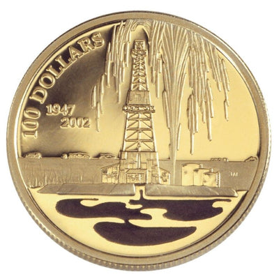 14k Gold Coin with Colour - 55th Anniversary of  Discovering Oil in Leduc, Alberta Reverse